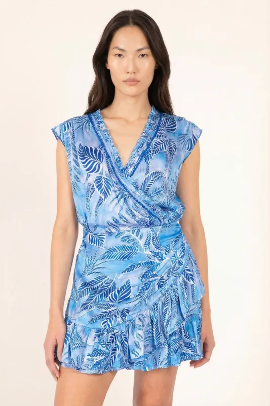 Mini Dress Estelle - Blue Calathea made by Poupette St Barth