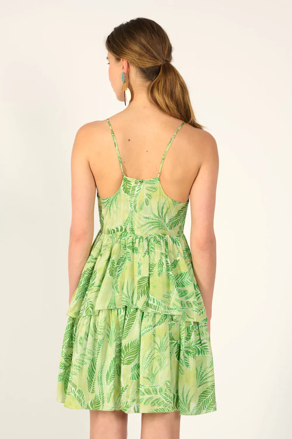 Mini Dress Maja - Green Calathea sold by Poupette St Barth product image thumbnail 5