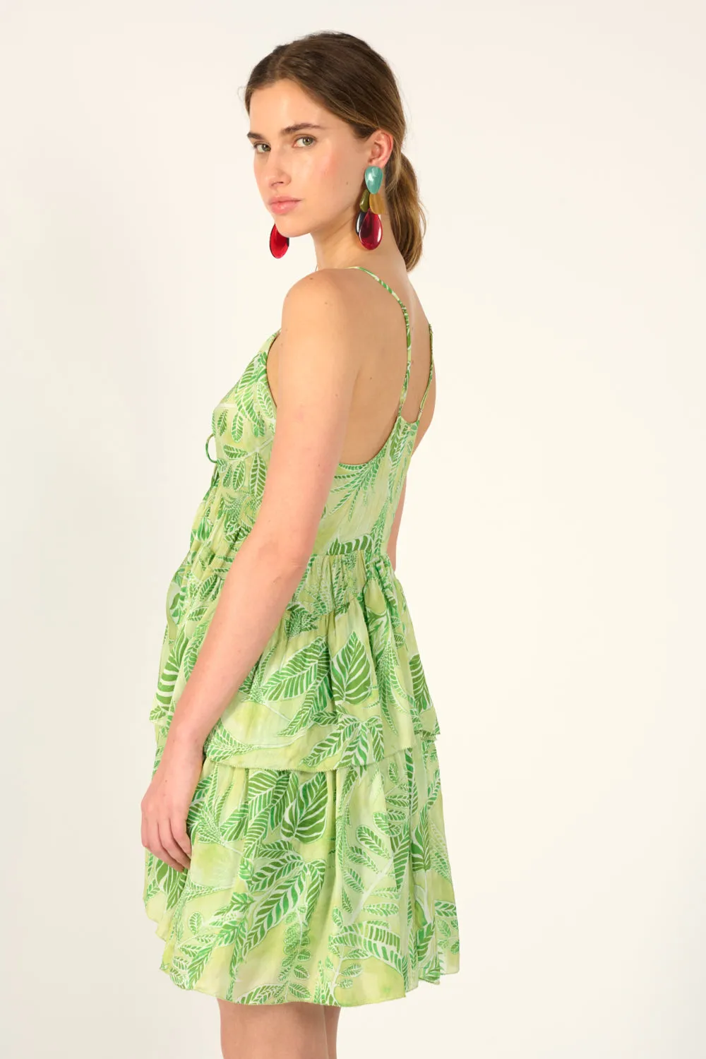 Mini Dress Maja - Green Calathea sold by Poupette St Barth product image thumbnail 4