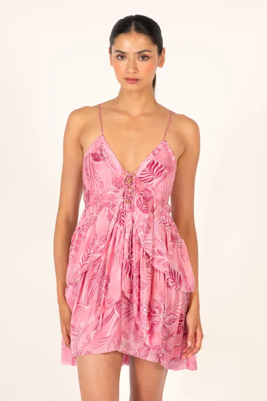 Mini Dress Maja - Pink Calathea made by Poupette St Barth