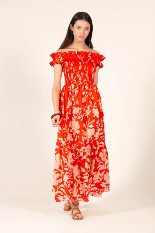 Long Dress Suzanne - Coral Palm Beach made by Poupette St Barth