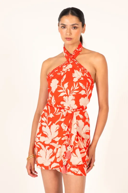 Mini Dress Manon - Coral Palm Beach made by Poupette St Barth