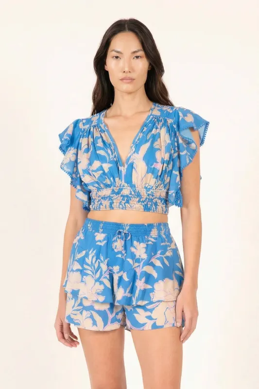 Short Thalia - Blue Palm Beach made by Poupette St Barth