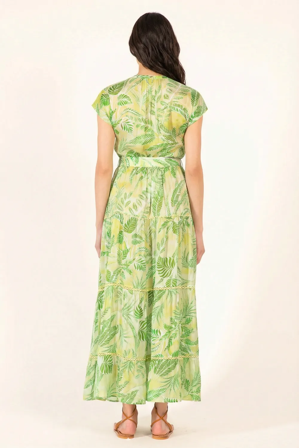 Long Dress Kora - Green Calathea sold by Poupette St Barth product image thumbnail 4