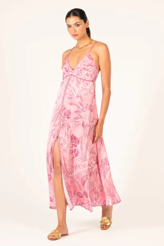 Long Dress Denise - Pink Calathea made by Poupette St Barth