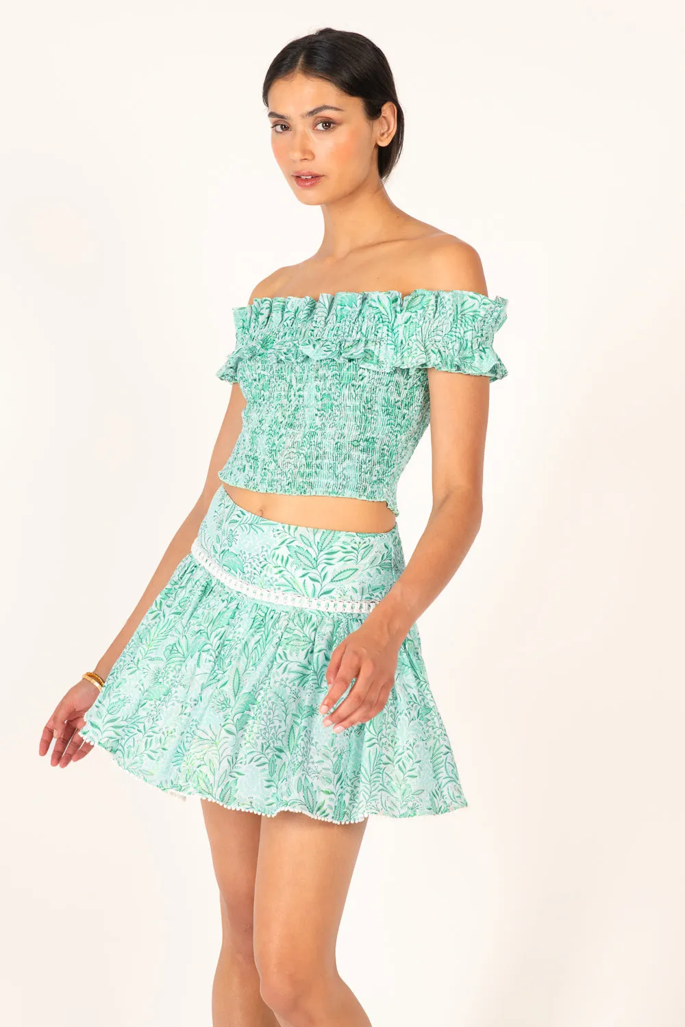 Mini Skirt Angele - Green Palmarosa sold by Poupette St Barth
