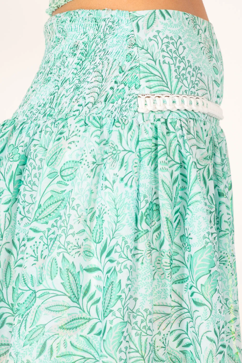 Mini Skirt Angele - Green Palmarosa sold by Poupette St Barth product image thumbnail 5