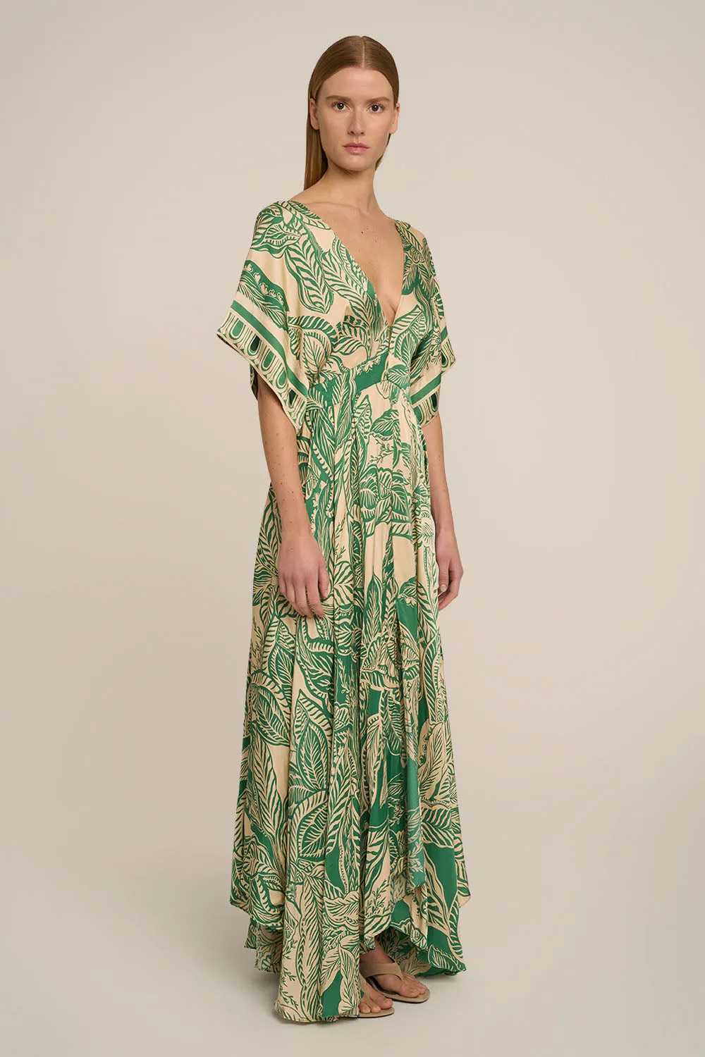 Kaftan Hina - Green Delia sold by Poupette St Barth product image thumbnail 2