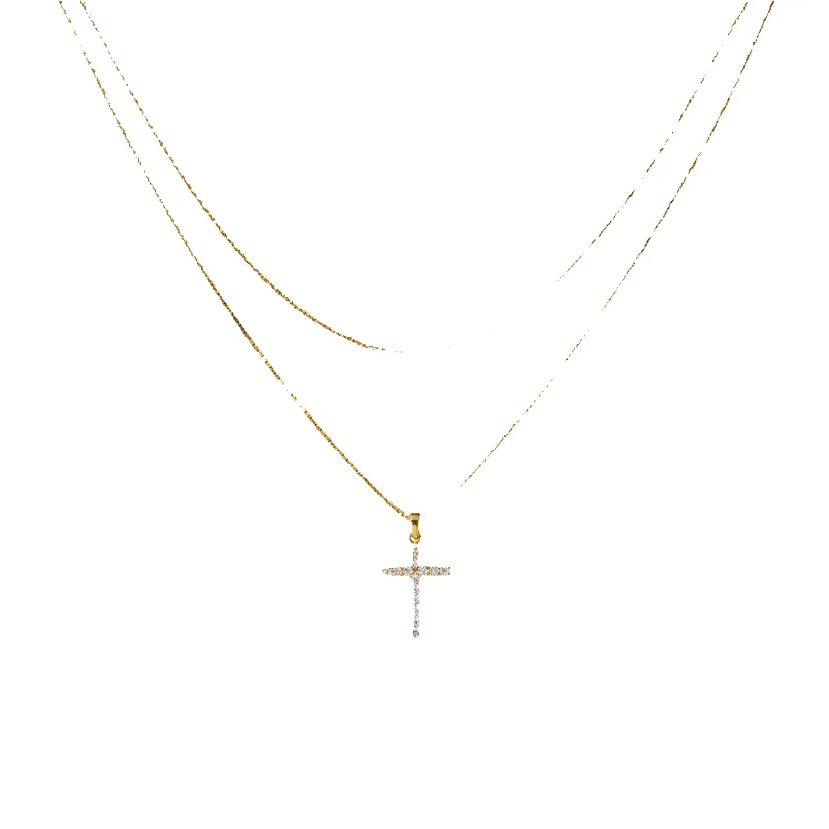 Dainty Cable Necklace with Pave Cross Chain Necklace Stacking Set sold by Mint & Lilly