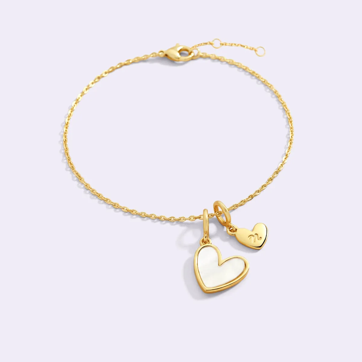 Dainty Mother Of Pearl Cable Chain Bracelet with Initial Heart Charm sold by Mint & Lilly product image thumbnail 3