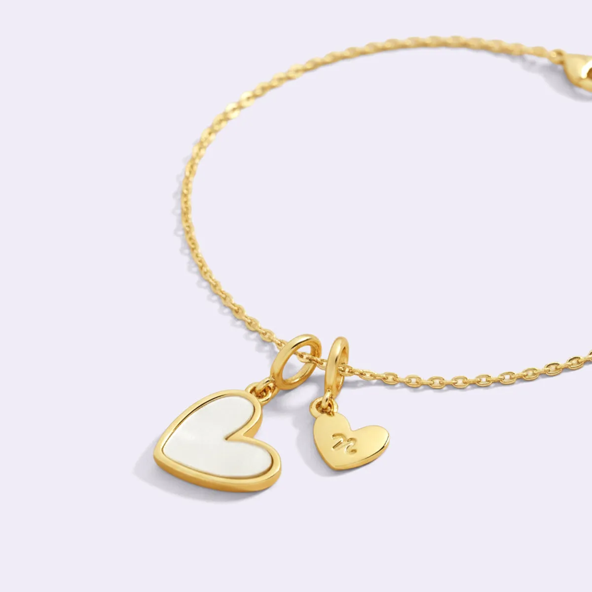 Dainty Mother Of Pearl Cable Chain Bracelet with Initial Heart Charm sold by Mint & Lilly product image thumbnail 5