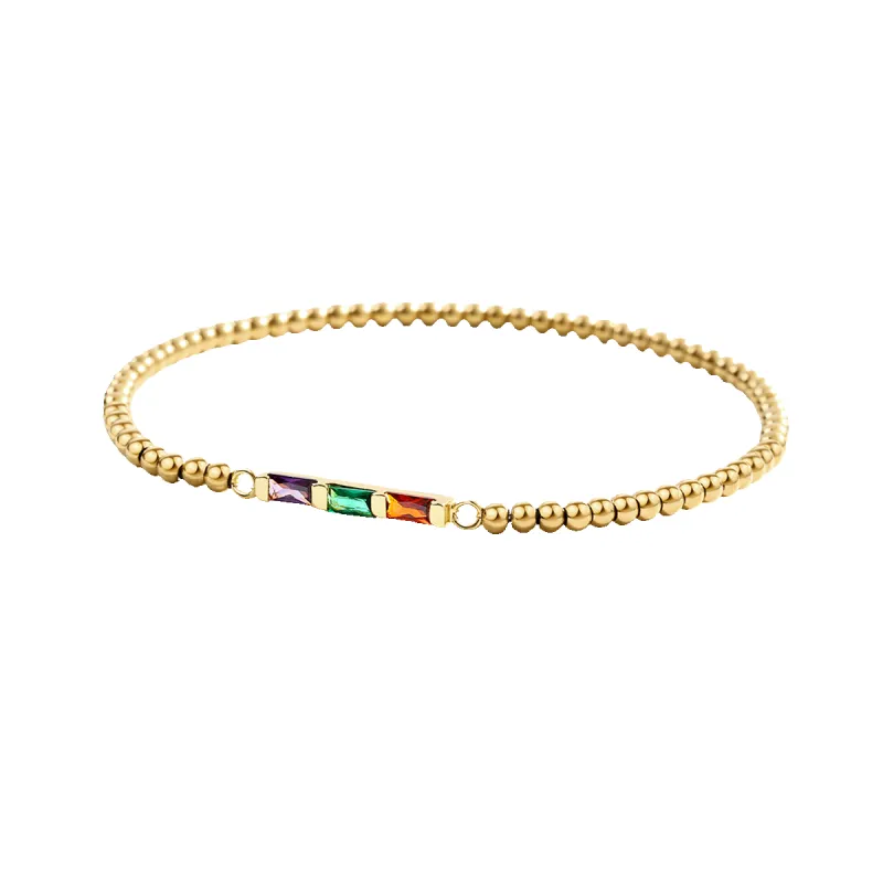 Personalized Baguette Birthstone Beaded Bracelet made by Mint & Lilly