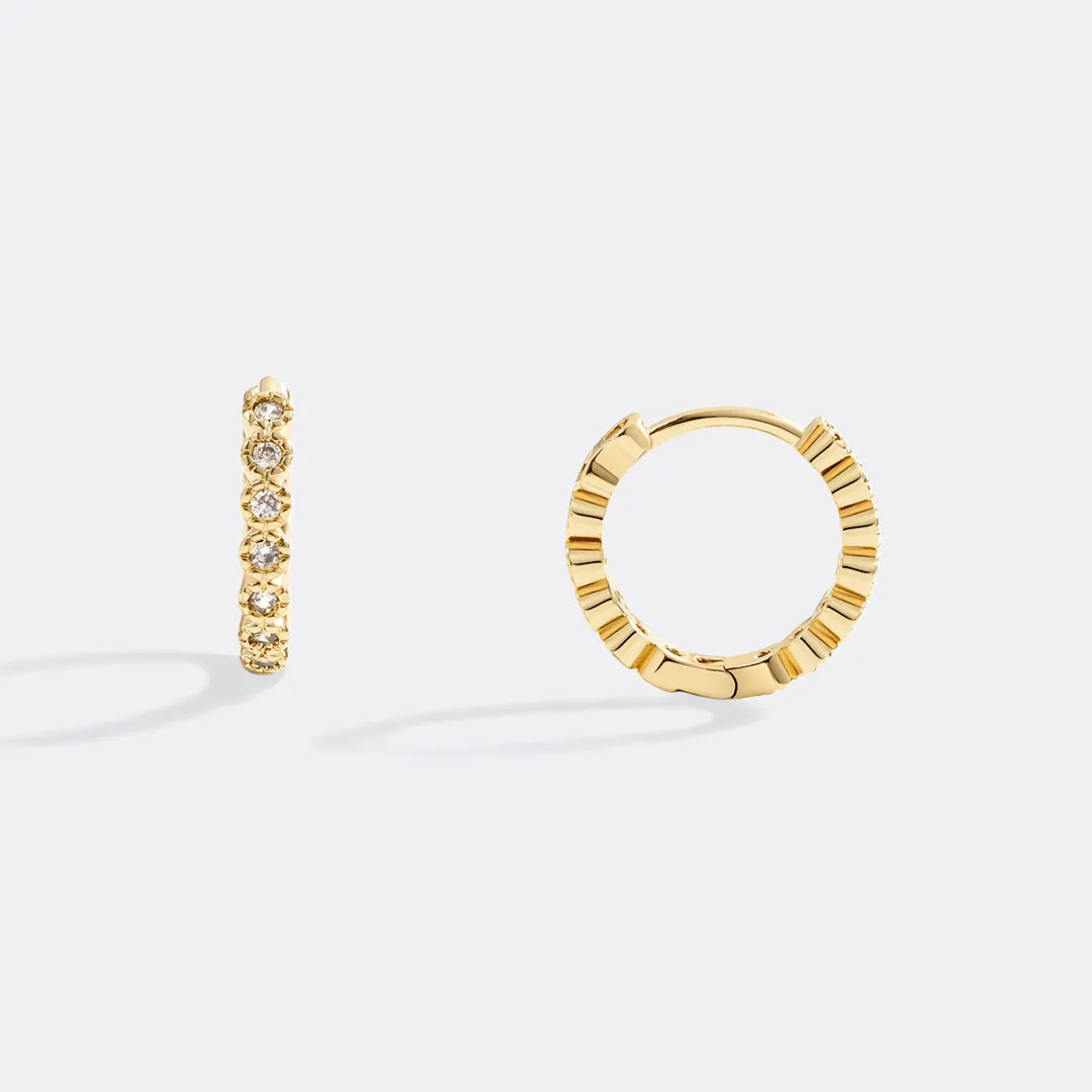 Shimmer Huggie Hoop Earrings sold by Mint & Lilly product image thumbnail 5