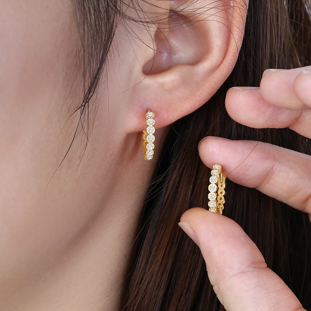 Shimmer Huggie Hoop Earrings sold by Mint & Lilly product image thumbnail 3