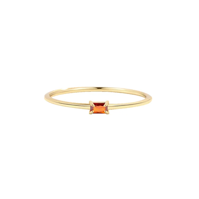 Dainty Baguette Birthstone Stacking Ring made by Mint & Lilly