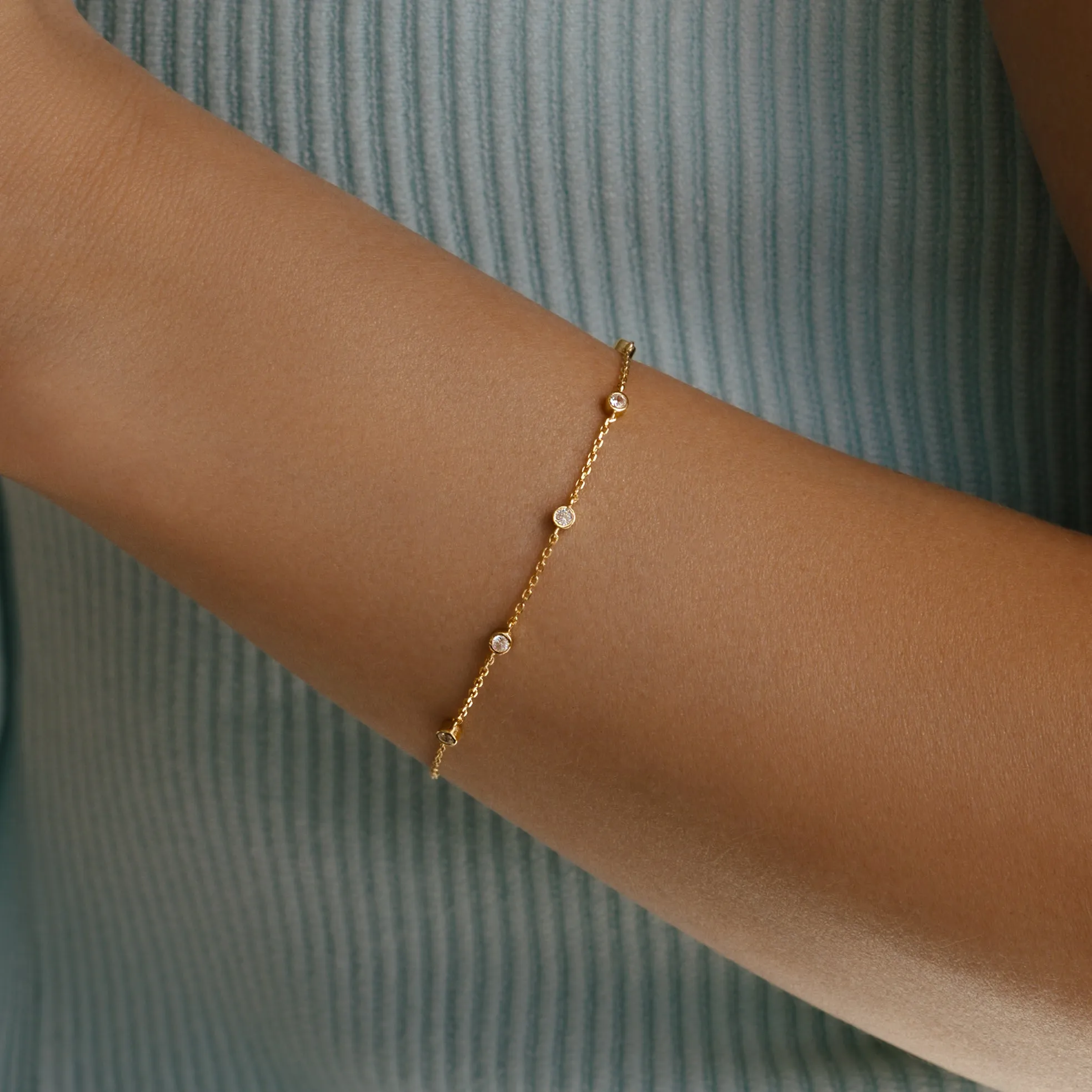 Bezel Set Diamond Bracelet sold by Mint & Lilly product image thumbnail 2