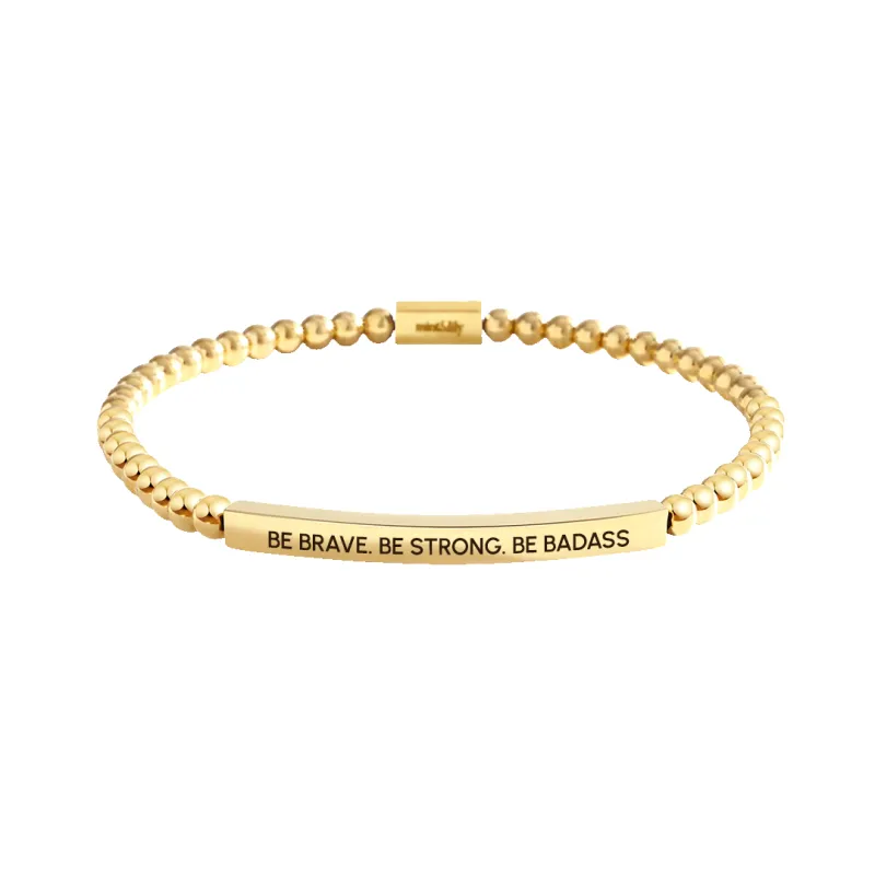 Be Brave. Be Strong. Be Badass Beaded Inspire Bracelet made by Mint & Lilly