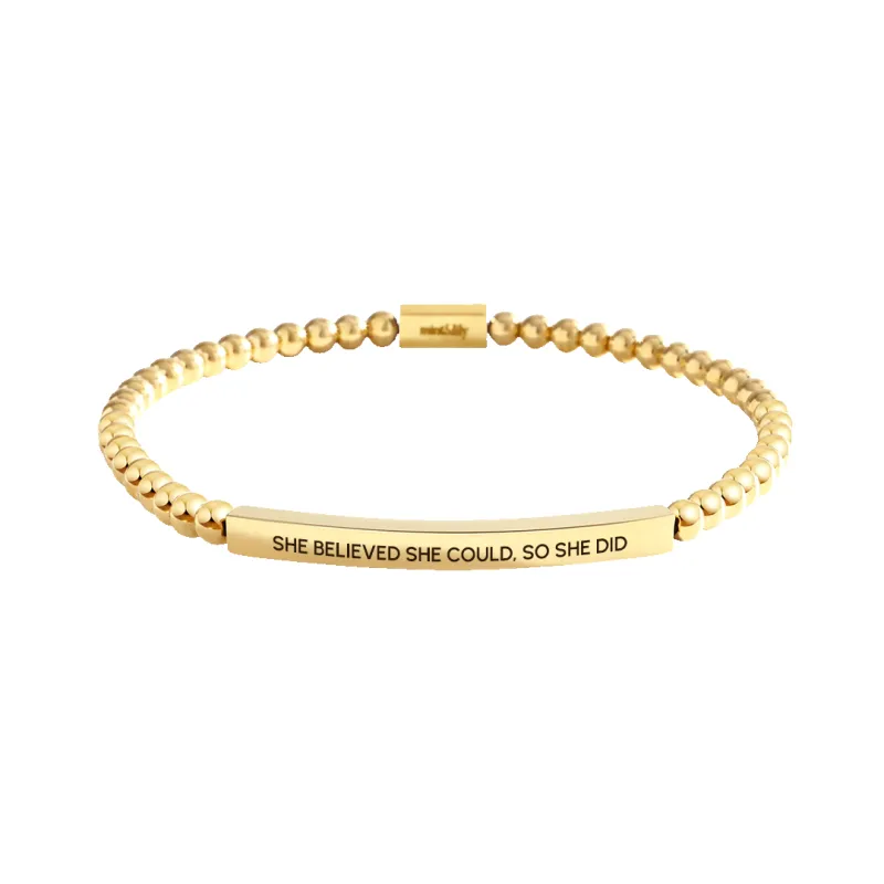 She Believed She Could, So She Did Beaded Inspire Bracelet made by Mint & Lilly