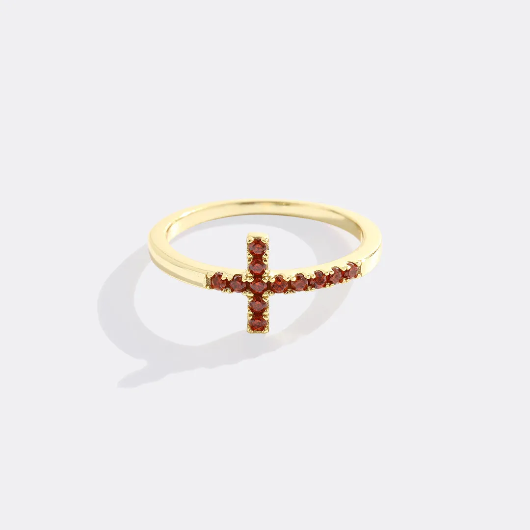 Birthstone Cross Ring sold by Mint & Lilly product image thumbnail 5