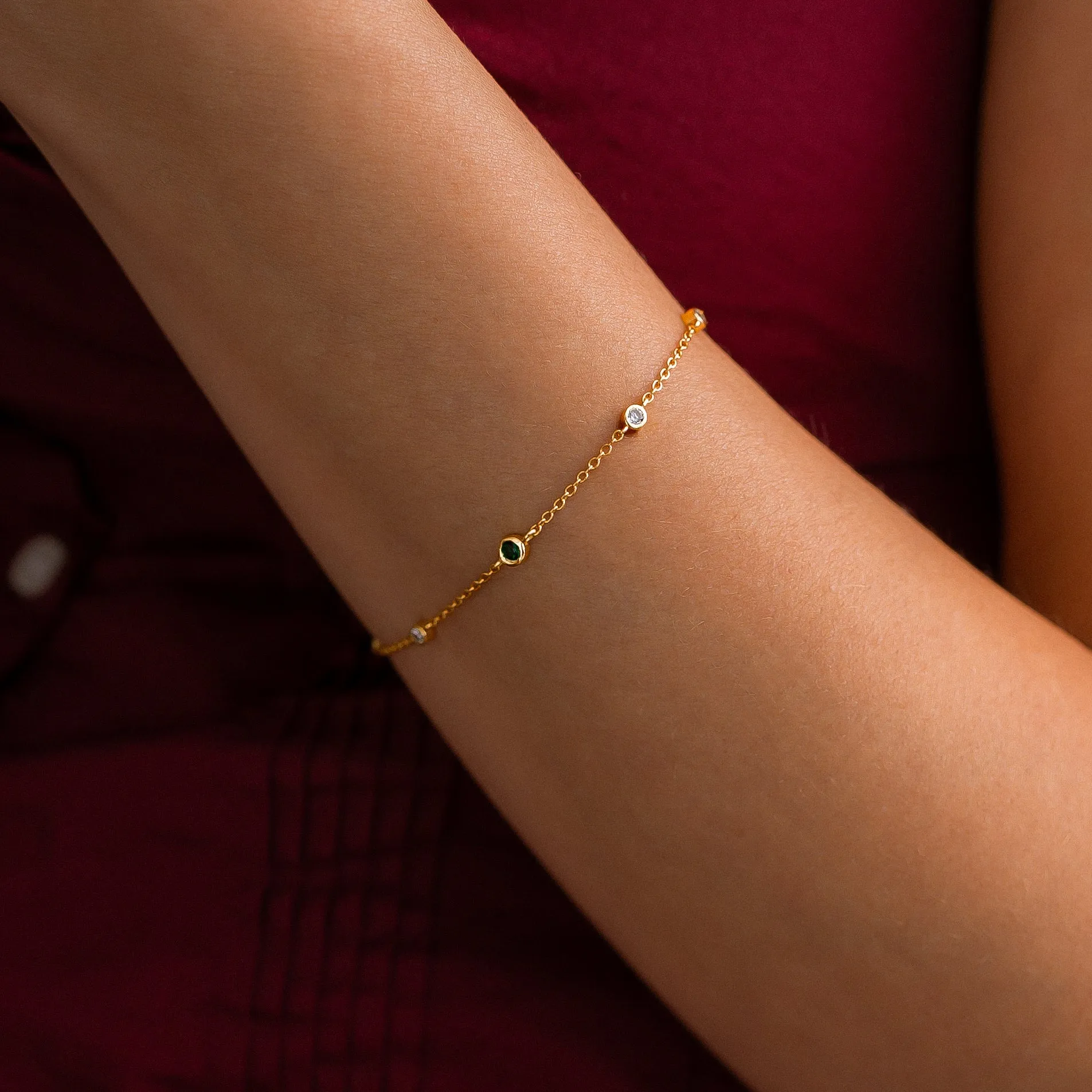 June Birthstone Station Bracelet sold by Mint & Lilly product image thumbnail 2