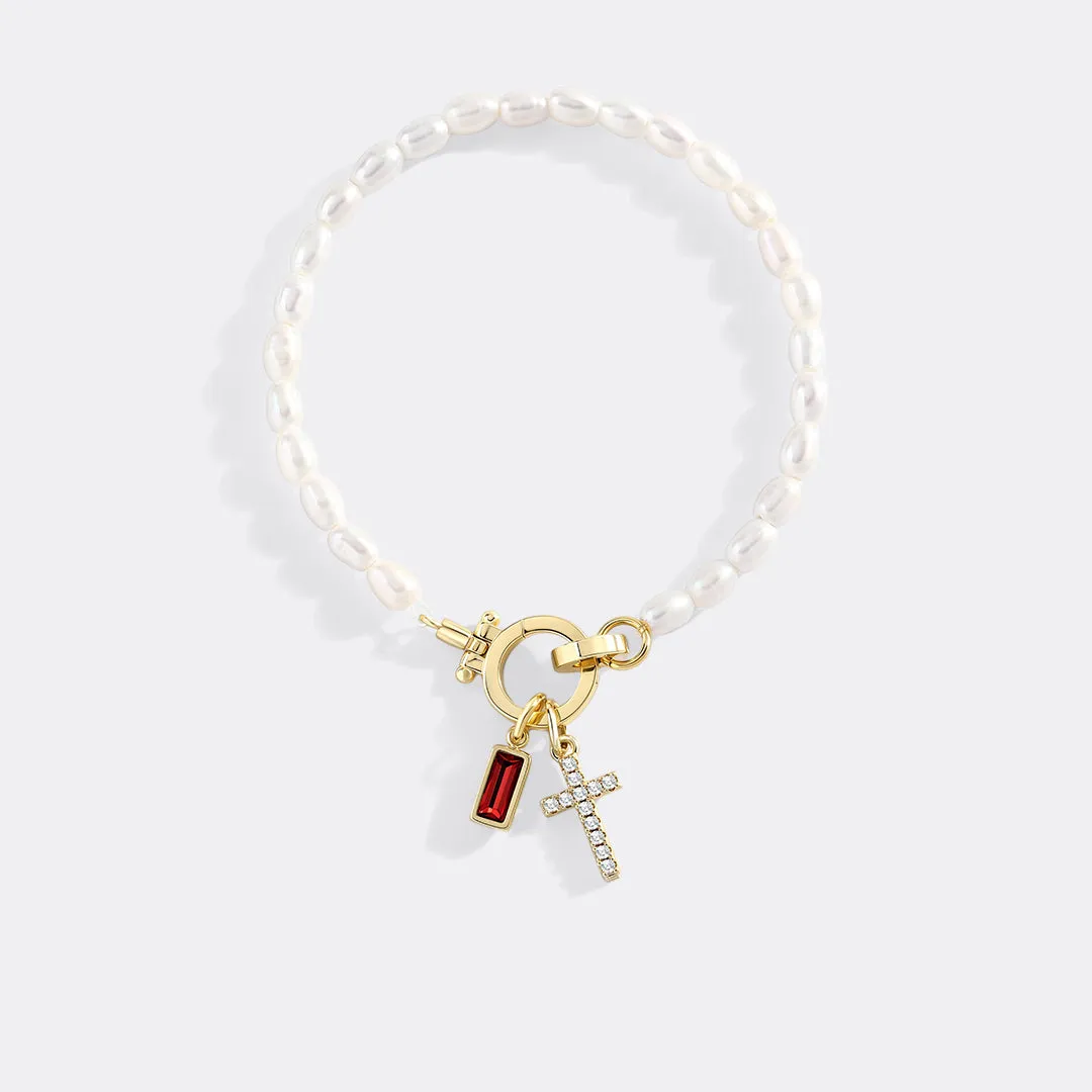 Pearl Cross Charm Bracelet sold by Mint & Lilly product image thumbnail 2