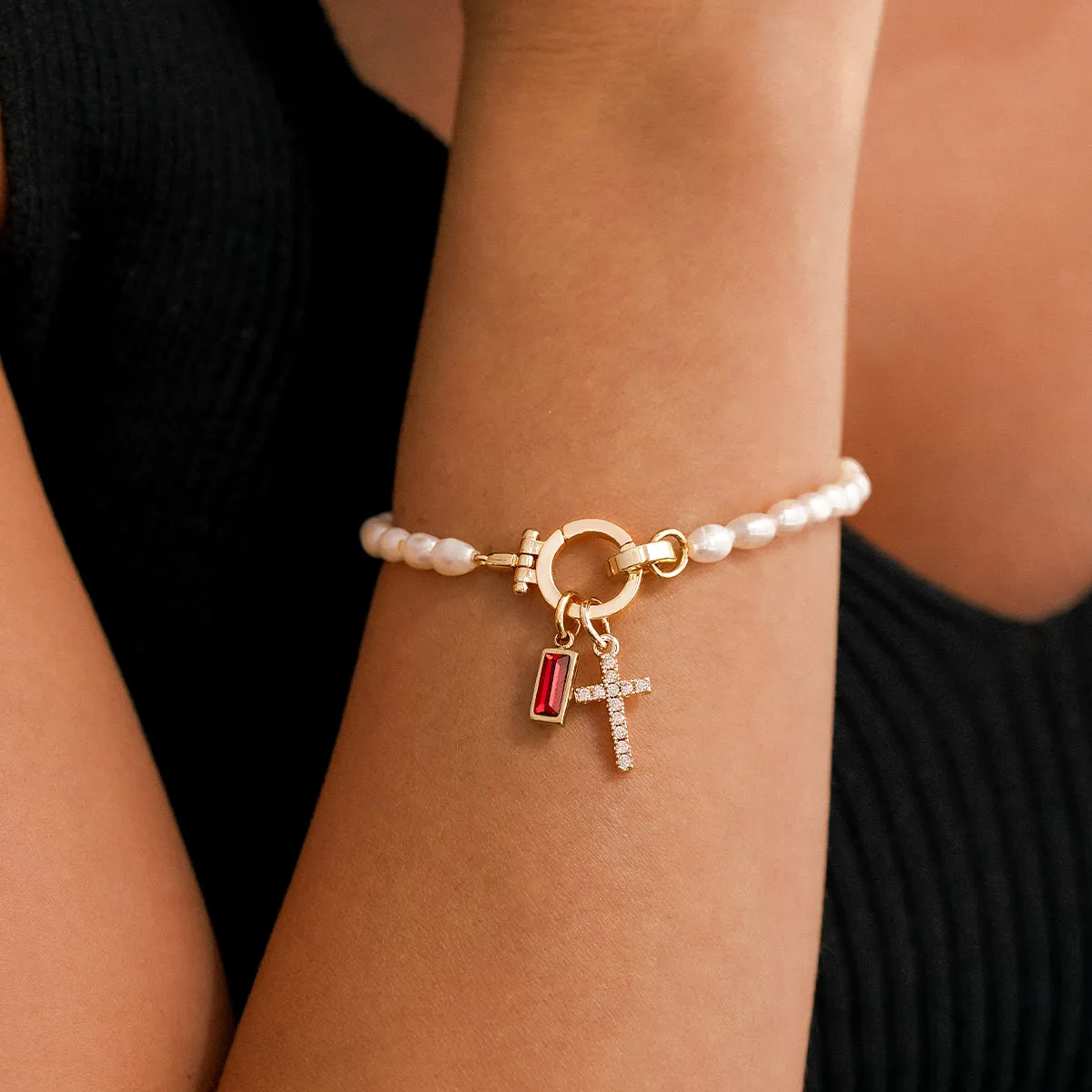 Pearl Cross Charm Bracelet sold by Mint & Lilly product image thumbnail 3