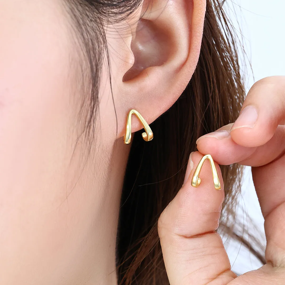 Gold Wishbone Huggie Earrings sold by Mint & Lilly product image thumbnail 3