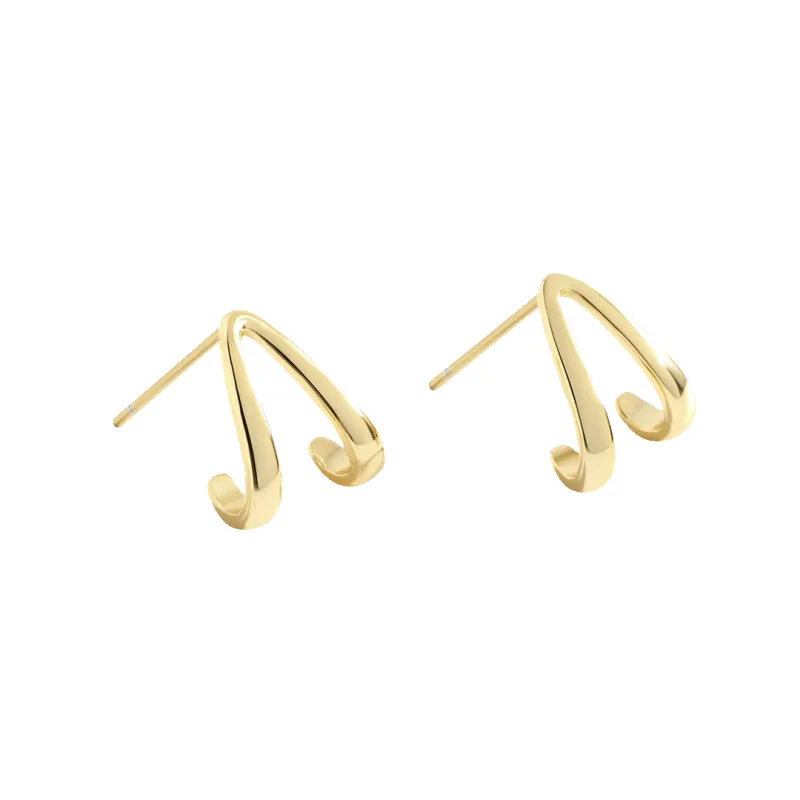 Gold Wishbone Huggie Earrings made by Mint & Lilly