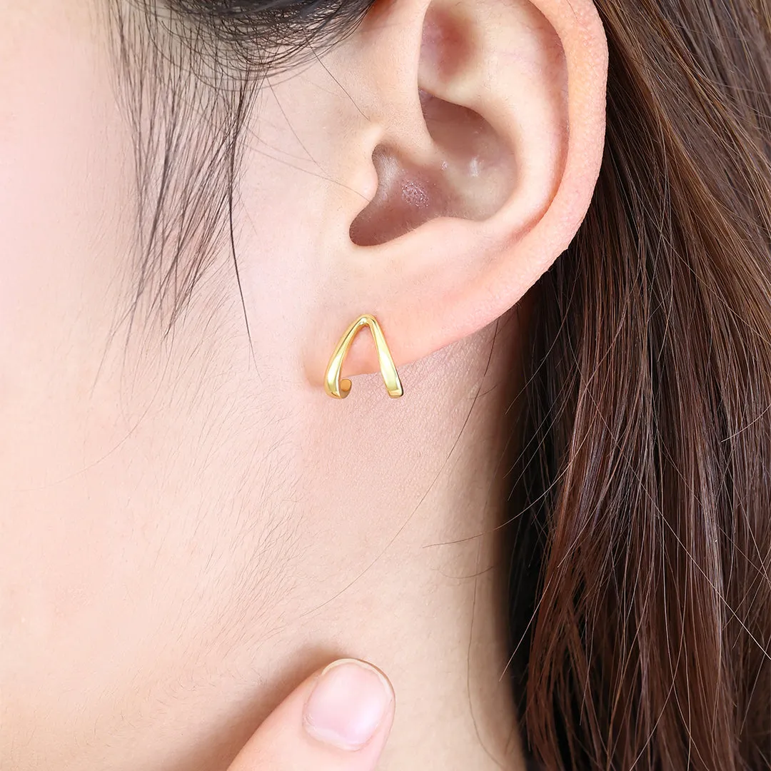 Gold Wishbone Huggie Earrings sold by Mint & Lilly product image thumbnail 4