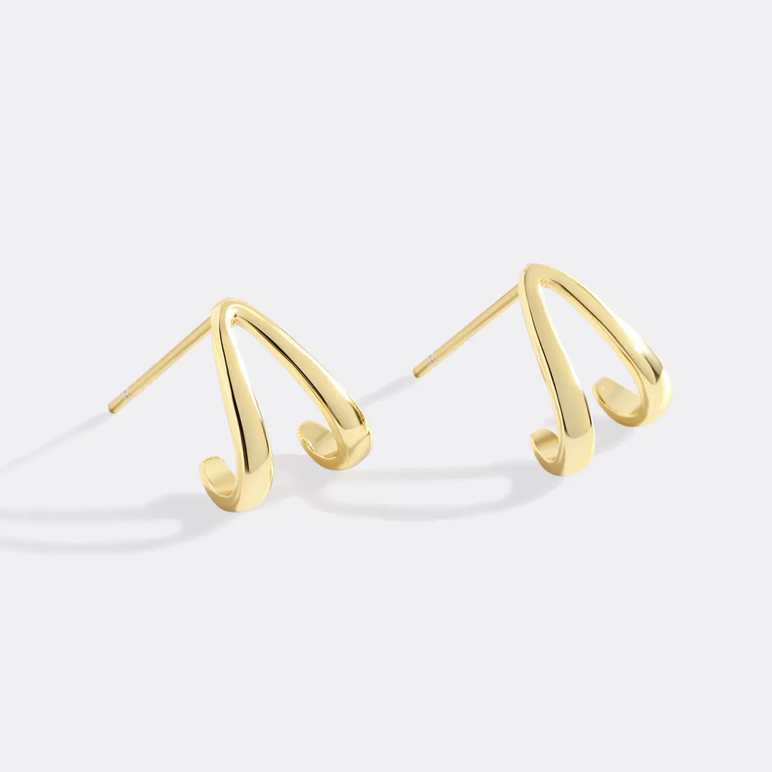 Gold Wishbone Huggie Earrings sold by Mint & Lilly product image thumbnail 5
