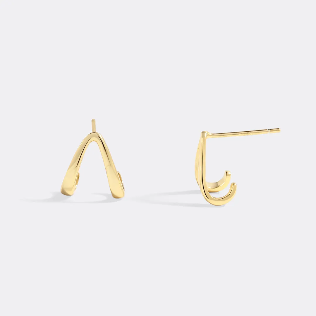 Gold Wishbone Huggie Earrings sold by Mint & Lilly product image thumbnail 2