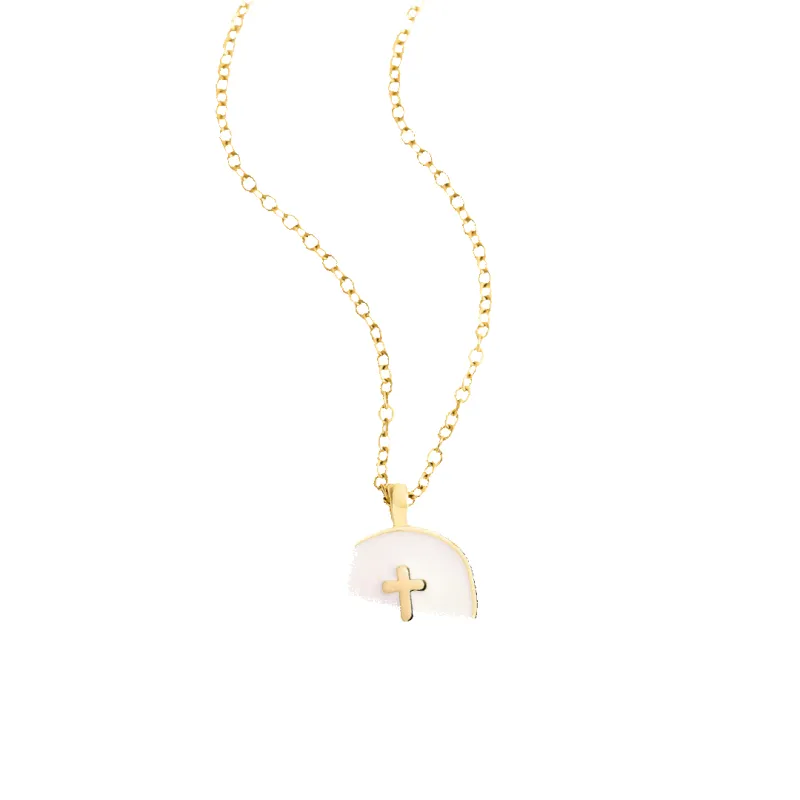 Minimalist Enamel Cross Pendant made by Mint & Lilly