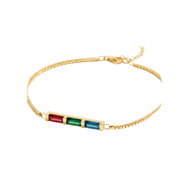 Dainty Baguette Birthstone Bracelet sold by Mint & Lilly