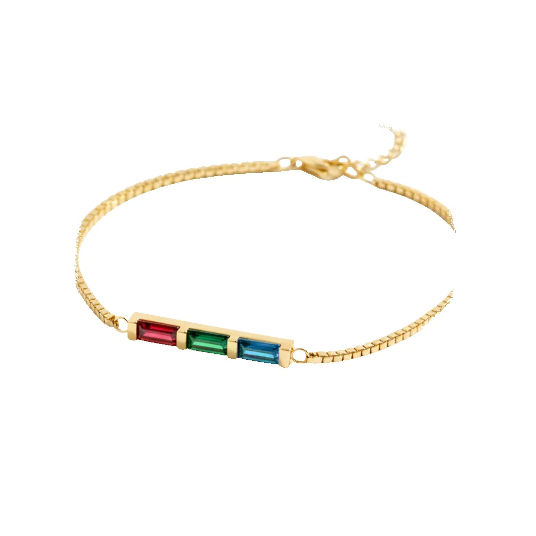 Dainty Baguette Birthstone Bracelet sold by Mint & Lilly