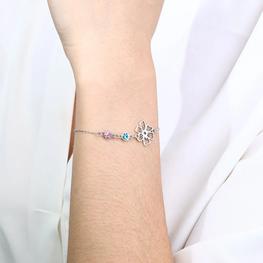 Personalized Birth Flower & Birthstones Bracelet August Poppy sold by Mint & Lilly product image thumbnail 4