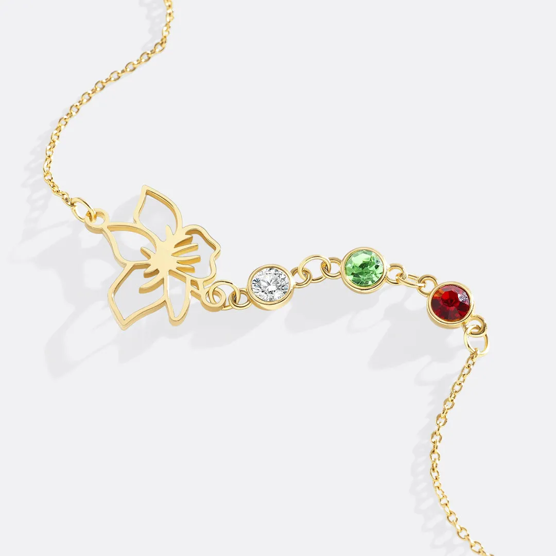 Personalized Birth Flower & Birthstones Bracelet January Snowdrop sold by Mint & Lilly product image thumbnail 5