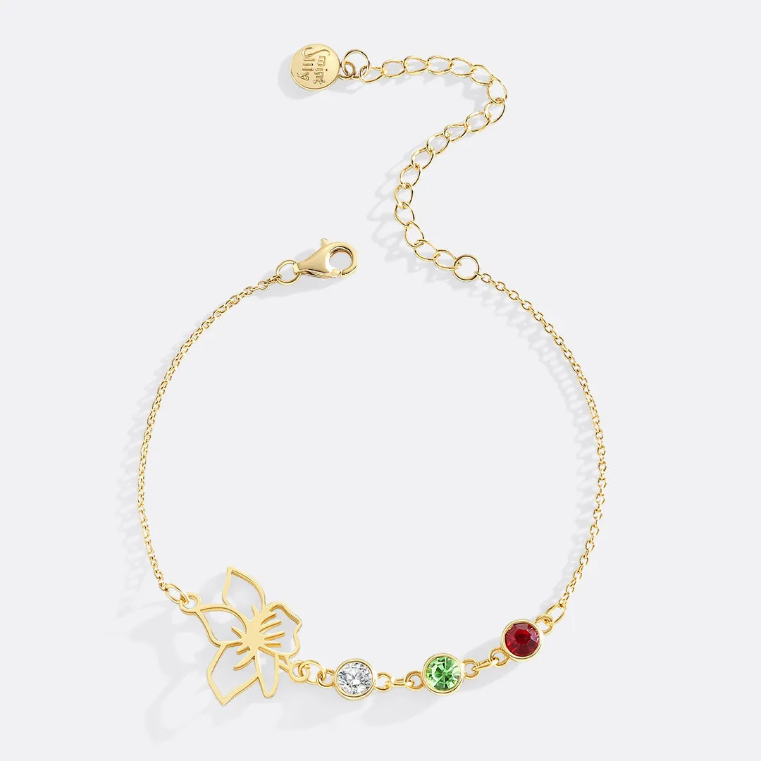 Personalized Birth Flower & Birthstones Bracelet January Snowdrop sold by Mint & Lilly product image thumbnail 2