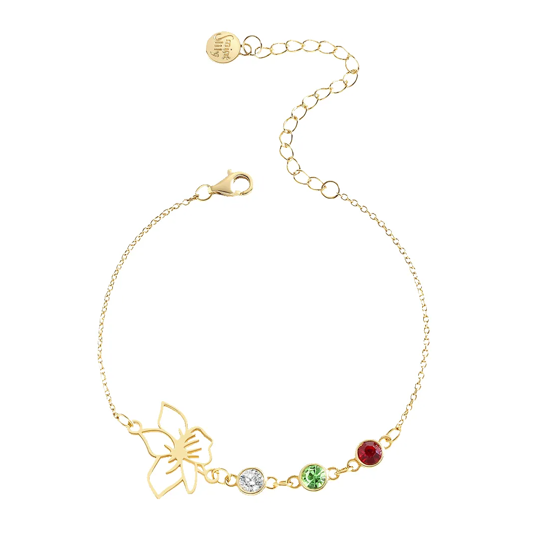 Personalized Birth Flower & Birthstones Bracelet January Snowdrop sold by Mint & Lilly
