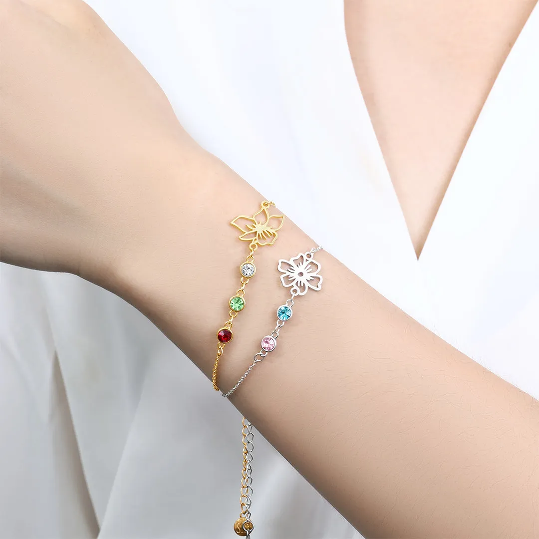 Personalized Birth Flower & Birthstones Bracelet January Snowdrop sold by Mint & Lilly product image thumbnail 3