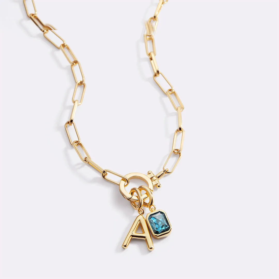 Mint Paperclip Necklace with Initial & Birthstone Charm sold by Mint & Lilly product image thumbnail 3