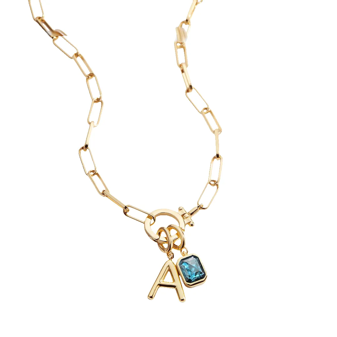 Mint Paperclip Necklace with Initial & Birthstone Charm sold by Mint & Lilly product image thumbnail 2