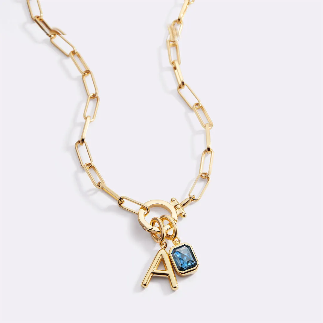 Mint Paperclip Necklace with Initial & Birthstone Charm sold by Mint & Lilly product image thumbnail 4