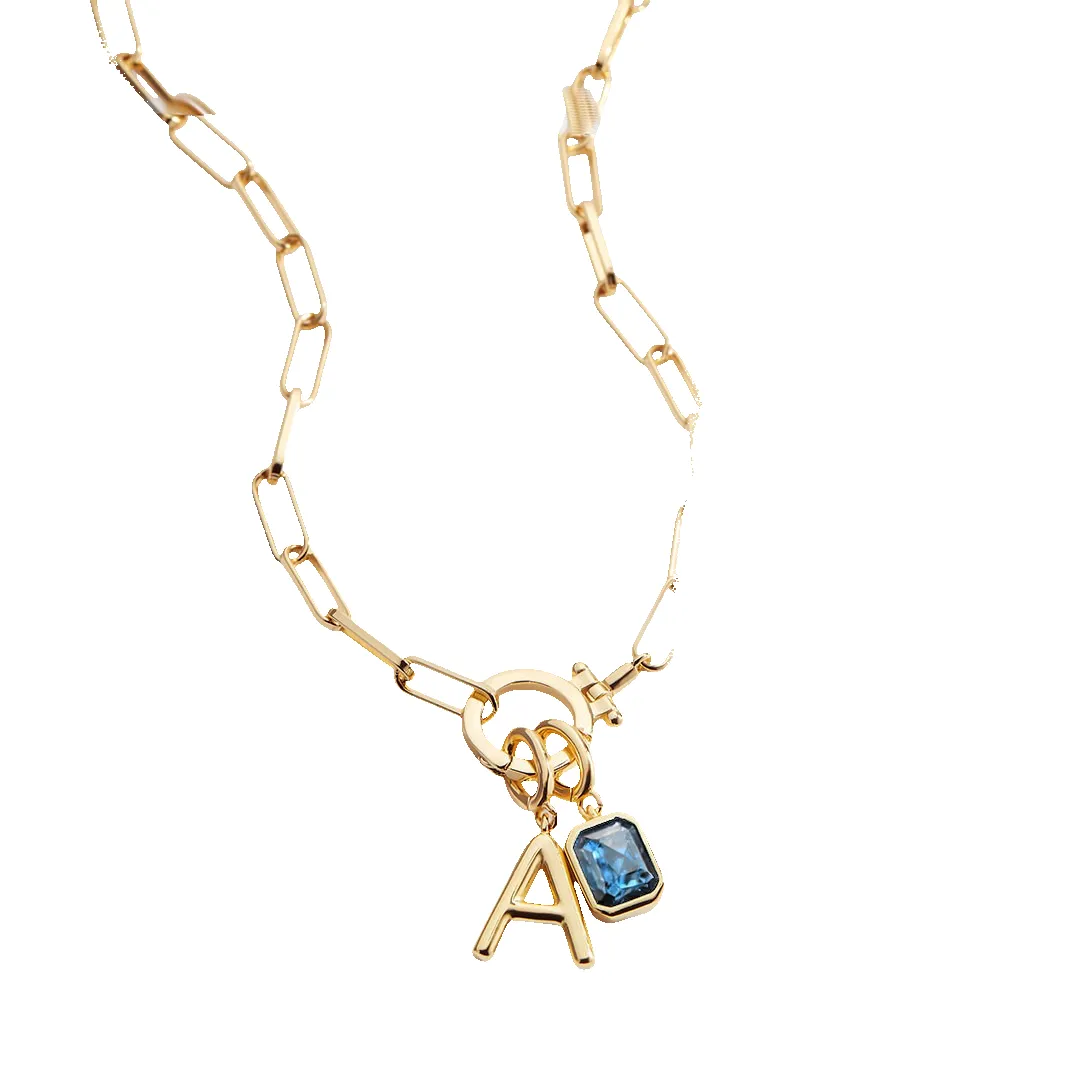 Mint Paperclip Necklace with Initial & Birthstone Charm sold by Mint & Lilly product image thumbnail 5