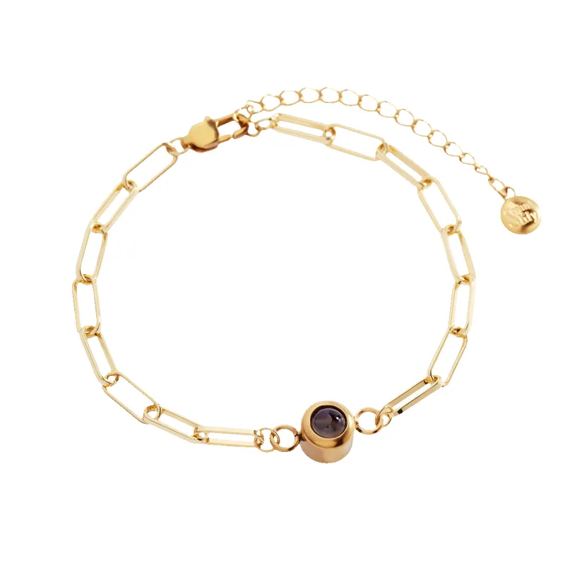 Photo Bracelet with Paperclip Chain made by Mint & Lilly