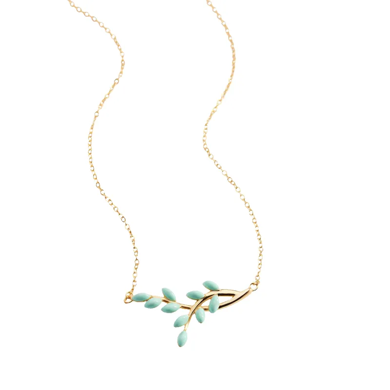 Enamel Leaf Pendant Necklace sold by Mint & Lilly