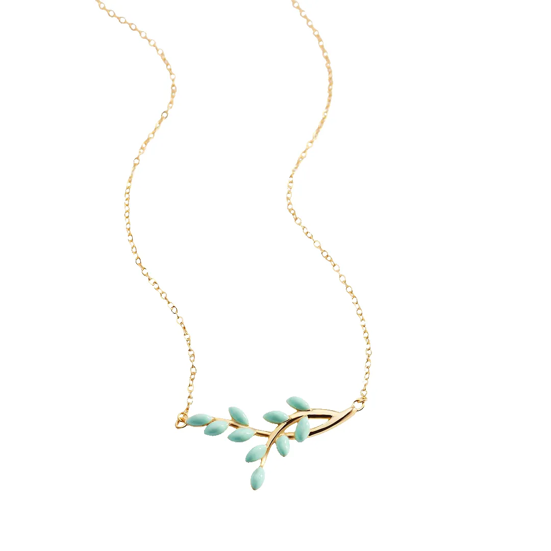 Enamel Leaf Pendant Necklace sold by Mint & Lilly