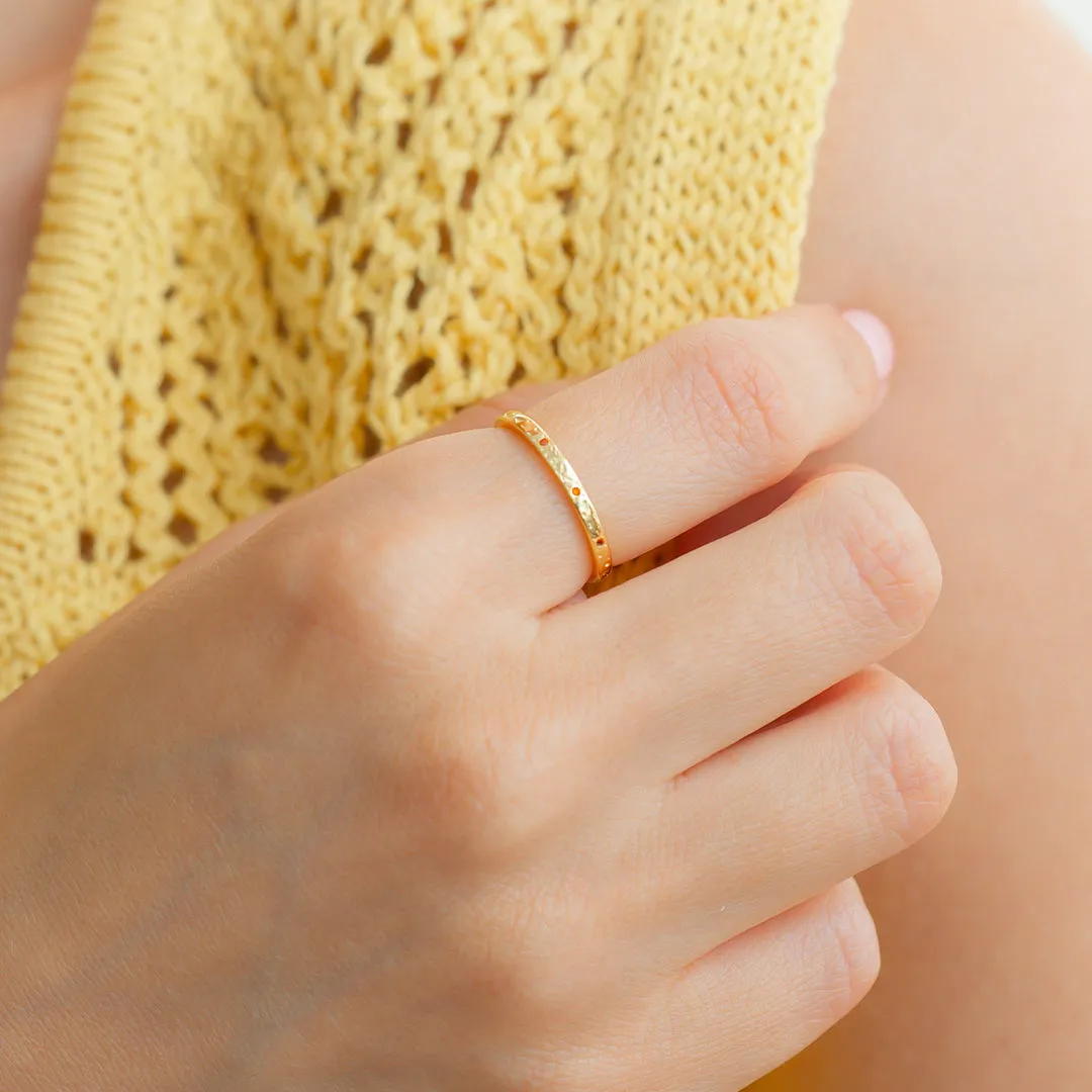 Narrow Textured Gold Birthstone Band sold by Mint & Lilly product image thumbnail 3