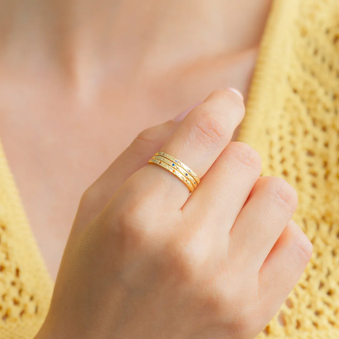 Narrow Textured Gold Birthstone Band sold by Mint & Lilly product image thumbnail 4