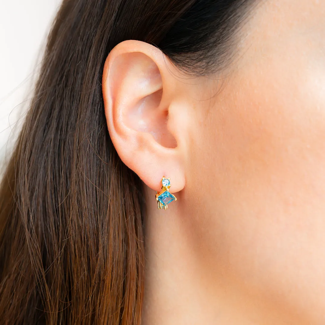 Aquamarine Huggie Hoops sold by Mint & Lilly product image thumbnail 3