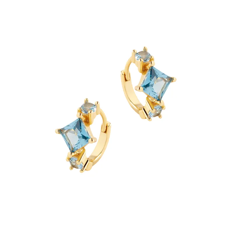 Aquamarine Huggie Hoops sold by Mint & Lilly